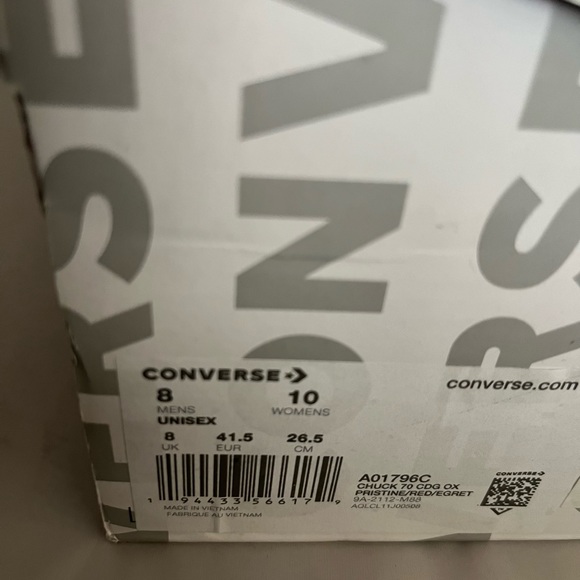 Comme Des Garcons Play Converse Limited edition chuck low 70 M8 W10 - Picture 11 of 12